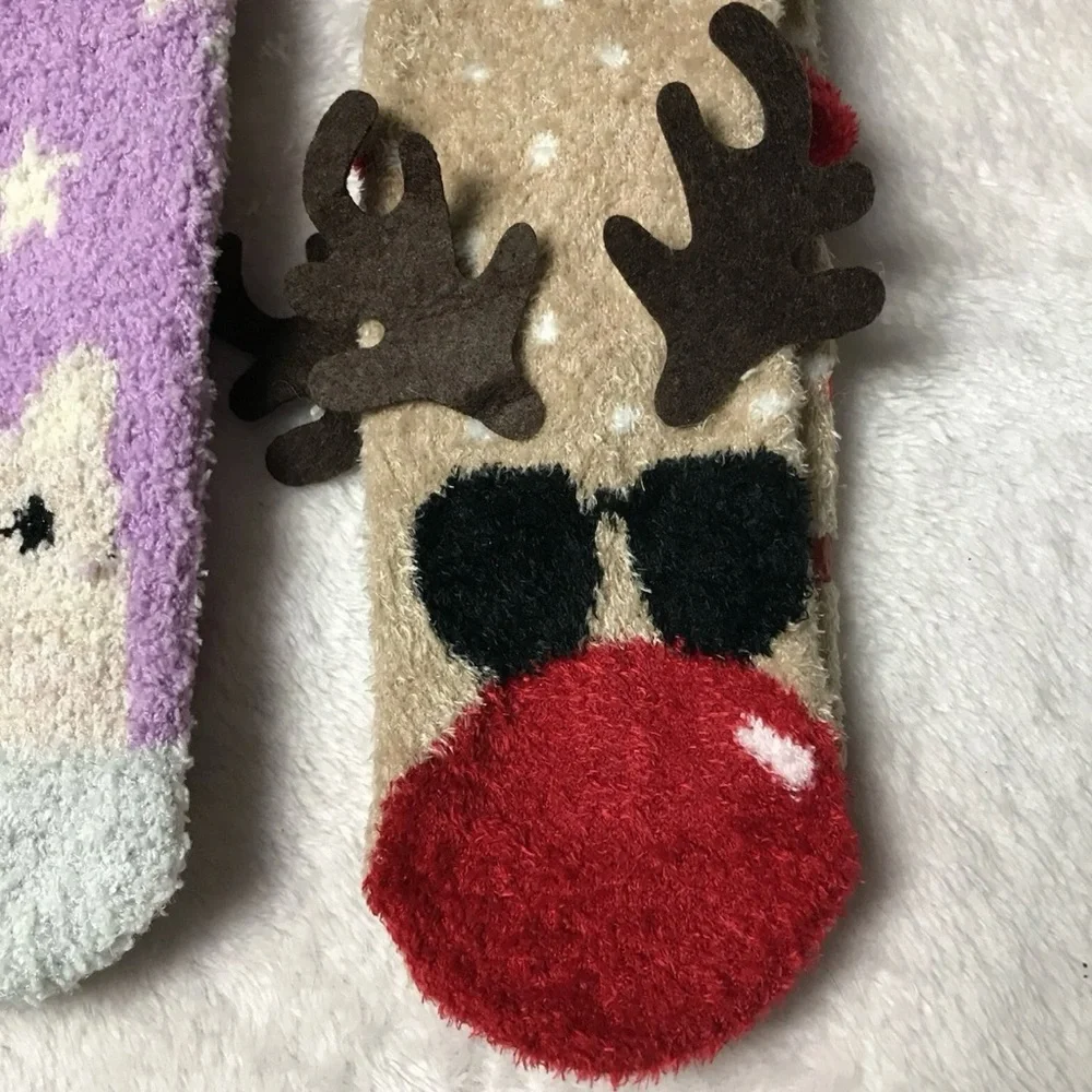 Pretty Cozy Socks Kids Animal Design - Pink, Purple, Brown New